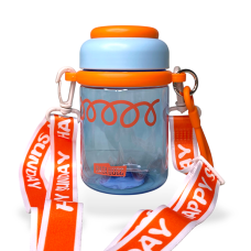 Дитяча пляшка для води з ремінцем 500 ml Колір: Блакитний/Помаранчевий