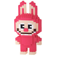 Конструктор Magic Blocks у вигляді зайчика “Лабубу LABUBU” Висота 18 см (Колір: Малиновий)