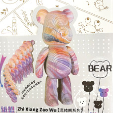 DIY Конструктор картонний 3D-пазл "Bearbrick" Колір: Помаранчевий/Рожевий