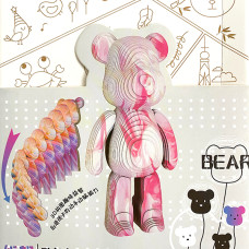 DIY Конструктор картонний 3D-пазл "Bearbrick" Колір: Білий/Рожевий
