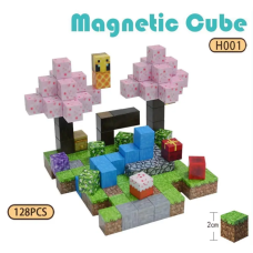 Магнітний конструктор у стилі Minecraft "Цвітіння сакури" 128 деталей