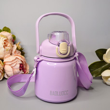  Красивий термос з ремінцем (наклейки в комплекті) 650 ml Колір: Бузковий